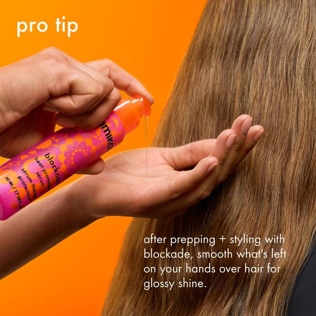 Meet the heat protectant stylists swear by. Blockade protects hair from heat up to 450°F,* smooths frizz + adds shine in one multitasking oil serum. Ideal for all hair types—especially medium to thick hair—reach for it before the blowout, ahead of hot tools, and again for glossy finishing touches.