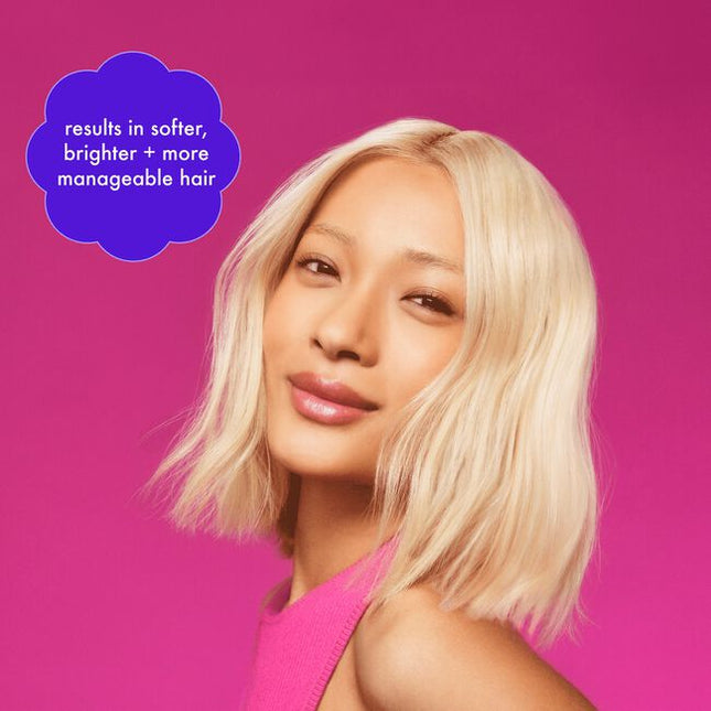 A blonde's best kept secret.

This ultra-violet shampoo tones brassy hues and is clinically proven to strengthen and hydrate damaged hair.