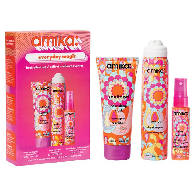 Everyday Magic Bestsellers Set Includes:

(1) - Soulfood Nourishing Mask, 3.3 fl. oz.
(1) - The Wizard Silicone-Free Primer, 1 fl. oz.
(1) - Perk Up Dry Shampoo, 1.8 oz.