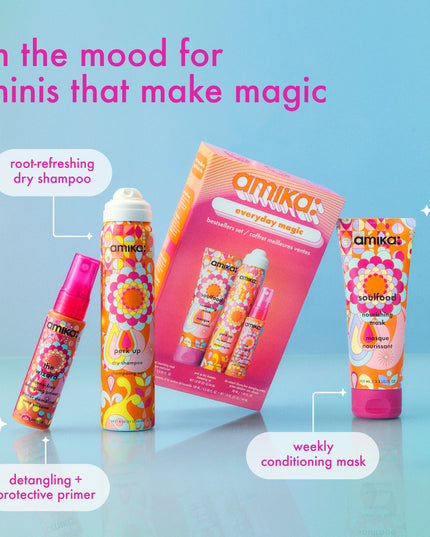 Everyday Magic Bestsellers Set Includes:

(1) - Soulfood Nourishing Mask, 3.3 fl. oz.
(1) - The Wizard Silicone-Free Primer, 1 fl. oz.
(1) - Perk Up Dry Shampoo, 1.8 oz.