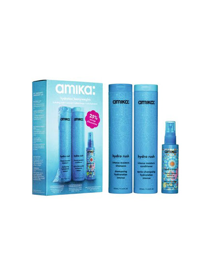 Hydration Heavyweights Hydrating Wash + Care Set Includes:

(1) - Hydro Rush Intense Moisture Shampoo, 9.2 fl. oz.
(1) - Hydro Rush Intense Moisture Condtioner, 9.2 fl. oz.
(1) - Hydro Rush Intense Moisture Leave-In Conditioner, 2 fl. oz.
