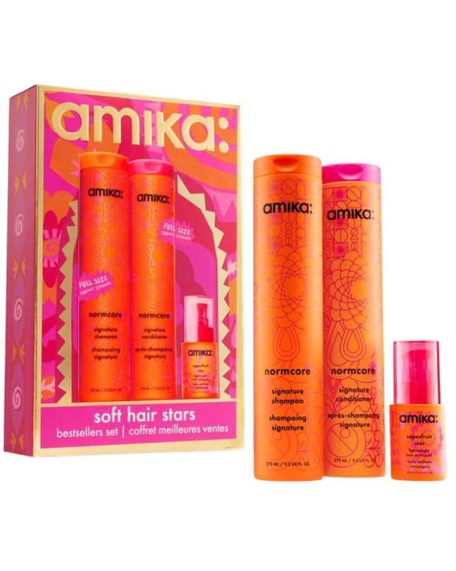 A curated 3 step-routine to cleanse, condition, and smooth for soft strands, all wrapped in limited-edition art and ready to gift!
