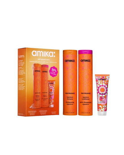 Soft Strand Stars Nourishing Wash + Care Set Includes:
(1) - Normcore Signature Shampoo, 9.2 fl. oz.
(1) - Normcore Signature Conditioner, 9.2 fl. oz.
(1) - Soulfood Nourishing Mask, 2 fl. oz.