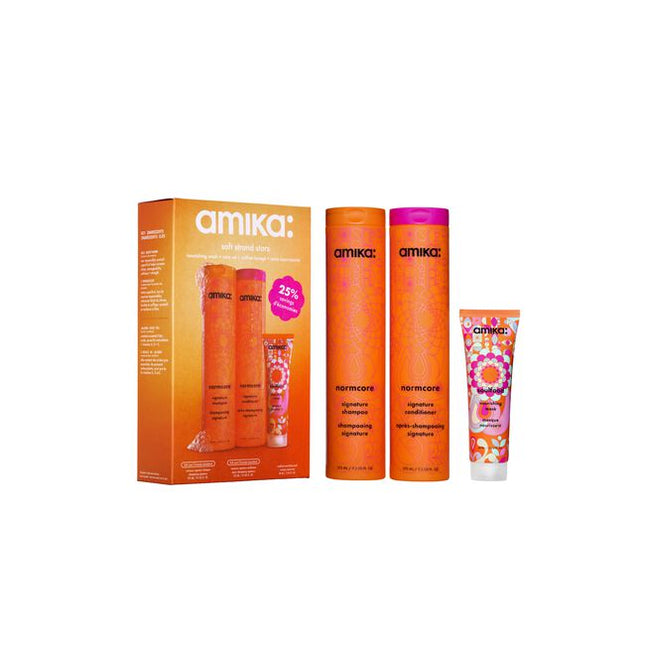 Soft Strand Stars Nourishing Wash + Care Set Includes:
(1) - Normcore Signature Shampoo, 9.2 fl. oz.
(1) - Normcore Signature Conditioner, 9.2 fl. oz.
(1) - Soulfood Nourishing Mask, 2 fl. oz.