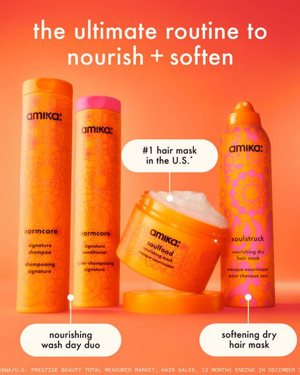 Soulstruck Nourishing Dry Hair Mask is your shortcut to soft, moisturized hair in seconds. This mess-free, leave-in spray mask softens and reinforces hair fibers with strengthening vegan silk protein and sea buckthorn—delivering results that are as soft as they are strong. Its weightless, aerosol formula gives hair a stroke of nourishment, softness, and strength without a wash and without any buildup.