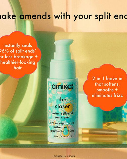 A fresh trim in a bottle.

Make amends with your split ends! This lightweight 2-in-1 treatment and styling leave-in cream softens, smooths, strengthens and instantly seals split ends for less breakage and healthier-looking hair.