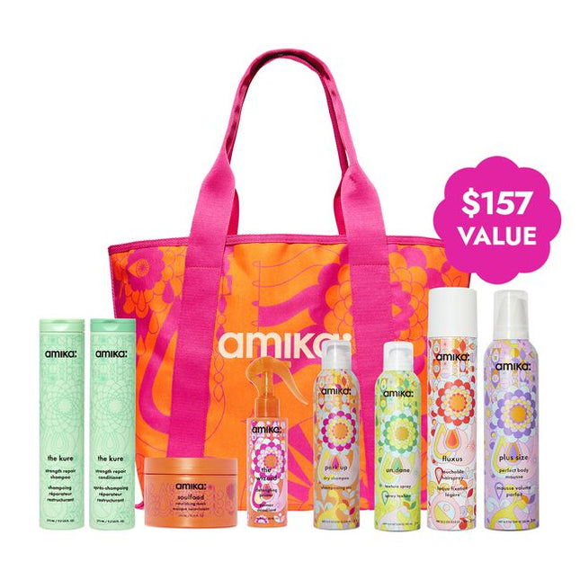 The amika tote bag is perfect for stashing all your favorite stylers + tools on the go or toting your laptop, lunch, and makeup too. 