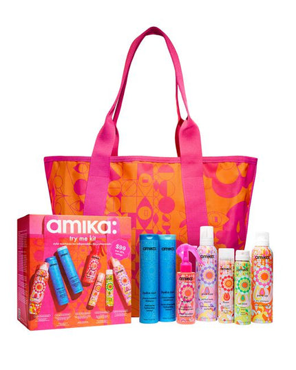 Try Me Kit Includes:

(1) - Hydro Rush Intense Moisture Shampoo - 9.2 fl. oz.
(1) - Hydro Rush Intense Moisture Conditioner - 9.2 fl. oz.
(1) - Un.Done Volume &amp; Matte Texture Spray - 2.5 oz.
(1) - Perk Up Dry Shampoo - 5.3 oz.
(1) - Fluxus Touchable Hairspray - 2.5 oz.
(1) - Plus Size Perfect Body Mousse - 8.5 oz.
(1) - The Wizard Detangling Primer - 5.10 fl. oz.
(1) - Tote Bag