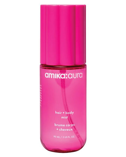 Designed to uplift and instantly transport you to a brighter place, Amika:Aura opens with effervescent pink grapefruit—bursting with a brightness you've felt before. Juicy apricot, ripe and radiant, awakens the senses, while Lily of the Valley floats in and lifts. As it settles, velvety vanilla hugs your skin, while smooth sandalwood grounds you in woody richness.