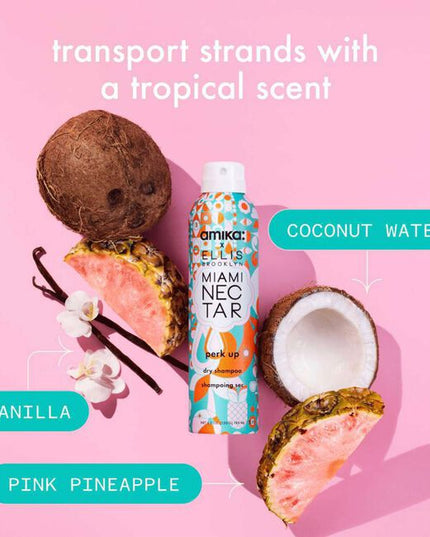 Perk up dry shampoo meets MIAMI NECTAR by Ellis Brooklyn, a limited-edition collaboration that combines the #1 bestselling dry shampoo at salons in the U.S.* with a tropical scent.