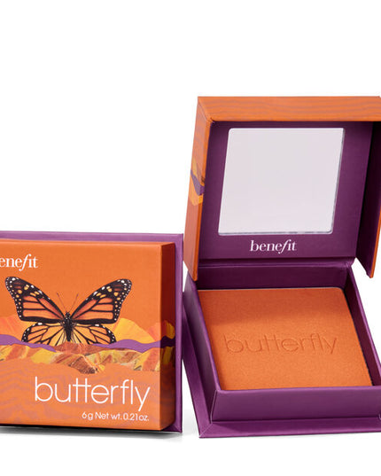 We all know that caterpillar to butterfly was the OG glow-up. Now Butterfly is here to give you an instant glow-up and straight-up glow of your own. This creamy, weightless golden-orange blush boasts a shimmery airbrushed effect that stays on without clogging your pores. And, It’s sweatproof, smudge-proof, humidity-proof. With freshwater pearl and synthetic sapphire in its silky-soft powder, it reflects light so you can glow wherever you go. Nothing left to do but spread your wings and fly.