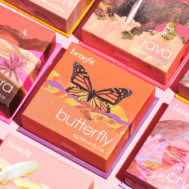 We all know that caterpillar to butterfly was the OG glow-up. Now Butterfly is here to give you an instant glow-up and straight-up glow of your own. This creamy, weightless golden-orange blush boasts a shimmery airbrushed effect that stays on without clogging your pores. And, It’s sweatproof, smudge-proof, humidity-proof. With freshwater pearl and synthetic sapphire in its silky-soft powder, it reflects light so you can glow wherever you go. Nothing left to do but spread your wings and fly.