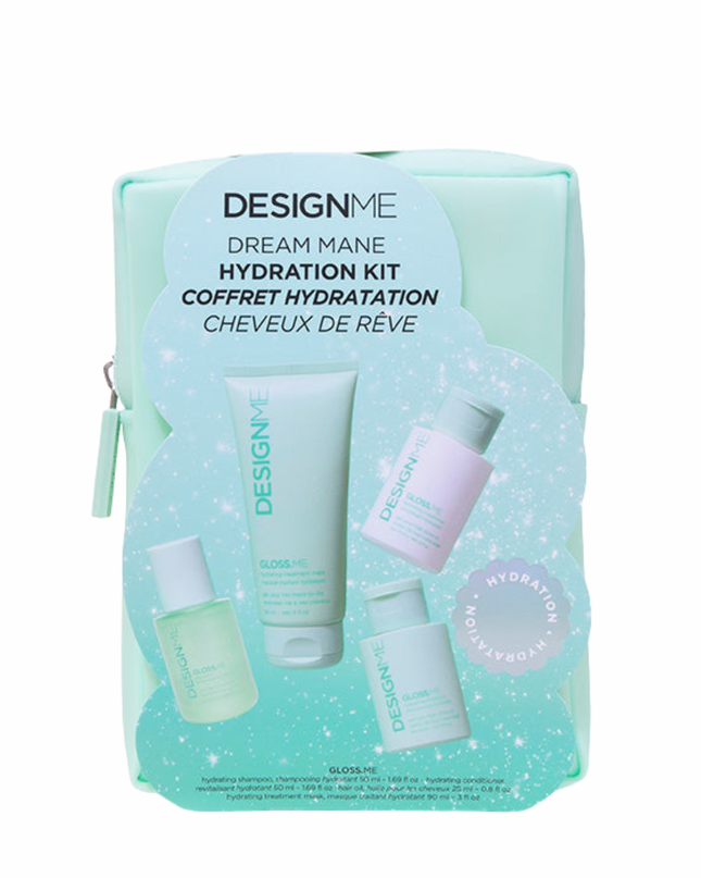 Unwrap the magic of glossy, hydrated strands with this limited-edition holiday kit. Featuring the complete GLOSS.ME hydration and shine collection in mini sizes, this dreamy set is designed to moisturize, smooth frizz, boost shine, and make hair more manageable. Ideal for dry, dehydrated, or frizz-prone hair in need of extra hydration and shine, it’s a whimsical treat for yourself or the perfect way to spread a little holiday glow.