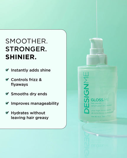 Weightlessly add shine, hydration eliminate frizz. Infused with a nourishing blend of oils, vitamins proteins, GLOSS.ME hair serum will leave hair feeling smooth glossy, without weighing it down.