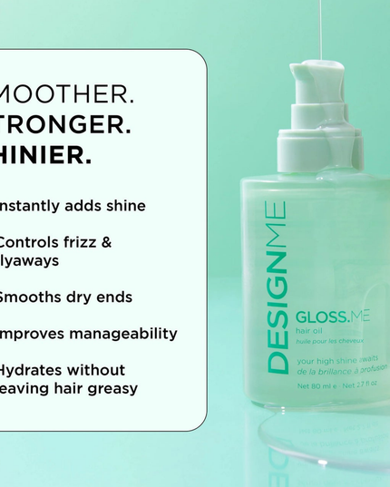 A weightless hair oil that instantly hydrates, enhances shine, and eliminates frizz&nbsp; without buildup. Infused with a nourishing blend of oils and vitamins, GLOSS.ME hair oil will leave hair feeling smooth and glossy, without weighing it down.