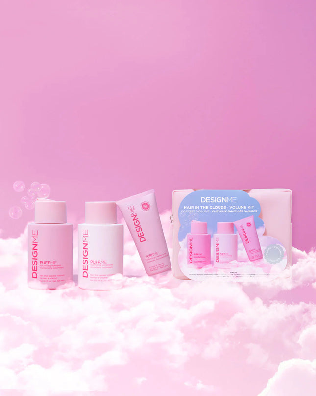 Lift your hair to cloud nine with this playful volumizing kit that brings bounce and a silky finish! Featuring the PUFF.ME volumizing shampoo for light-as-air cleansing, a conditioner that smooths and detangles without heaviness, and a treatment whip that boosts volume and strength for fuller-looking locks. Perfect for fine, thin hair dreaming of soft, airy body! Plus, it all comes tucked inside an adorable pink, reusable, water-resistant cosmetic pouch.