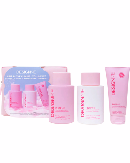 Lift your hair to cloud nine with this playful volumizing kit that brings bounce and a silky finish! Featuring the PUFF.ME volumizing shampoo for light-as-air cleansing, a conditioner that smooths and detangles without heaviness, and a treatment whip that boosts volume and strength for fuller-looking locks. Perfect for fine, thin hair dreaming of soft, airy body! Plus, it all comes tucked inside an adorable pink, reusable, water-resistant cosmetic pouch.