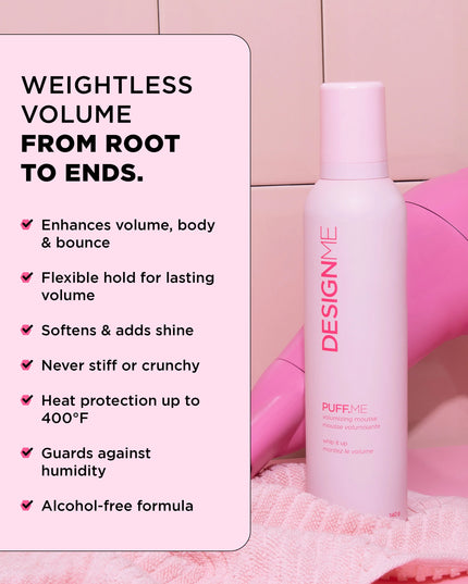 It's time to satisfy your craving for volume. This fluffy mousse transforms hair, giving it noticeable volume body from roots to ends. It features a lighter-than-air texture that seamlessly melts into your hair, providing long-lasting hold, without any residue or crunch.