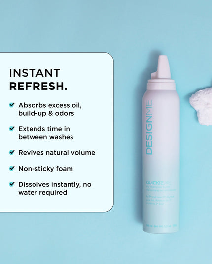 Absorb oils, build up and odors with a non-sticky foam that dissipates instantly - no water required. Meet your quick fix to clean looking feeling hair with restored volume.