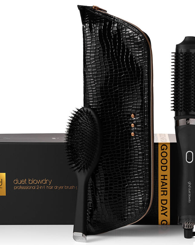 Gift easy and smooth blow dries at home this holiday season with the ghd Duet Blowdry. The revolutionary 2-in-1 hot air brush dries and styles simultaneously, delivering 50% more shine.