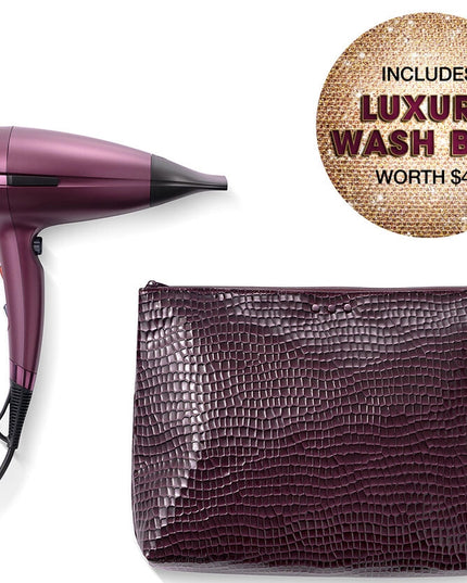 The ultimate hairdryer for a five-star blowdry. The ghd Helios™ professional hairdryer feaures unique Aeroprecis™ technology and a bespoke contoured nozzle to provide ultra-powerful drying and ultimate styling results, with 30% more hair shine. Includes: ghd cherry chic limited edition Helios™ professional hairdryer plus complimentary wash bag ($45 Value).
