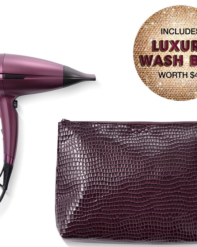 The ultimate hairdryer for a five-star blowdry. The ghd Helios™ professional hairdryer feaures unique Aeroprecis™ technology and a bespoke contoured nozzle to provide ultra-powerful drying and ultimate styling results, with 30% more hair shine. Includes: ghd cherry chic limited edition Helios™ professional hairdryer plus complimentary wash bag ($45 Value).