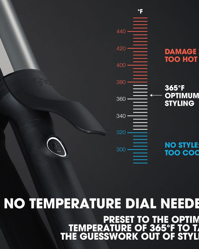 Features a 1.25" medium barrel for glamorous perfectly defined curls, preset to the optimum styling temperature of 365°F for no extreme-heat styling. Create glamorous and perfectly defined curls for all hair lengths including short hair. Featuring ultra-zone technology that monitors heat 250x a second for shiny, long-lasting results, personalized to you. Preset to the optimum styling temperature of 365°F for no extreme heat styling.