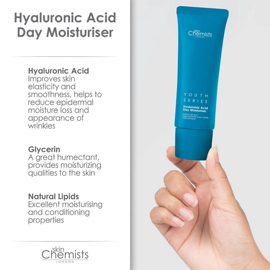 Our Hyaluronic Acid Day Moisturizer is a wonderful lightweight product that effectively provides key hydration and moisture to your skin. It aims to enhance your natural glow while offering a high level of hydration. With a mix of key naturally-derived actives, it also helps protect your skin's barrier from daily aggressors.