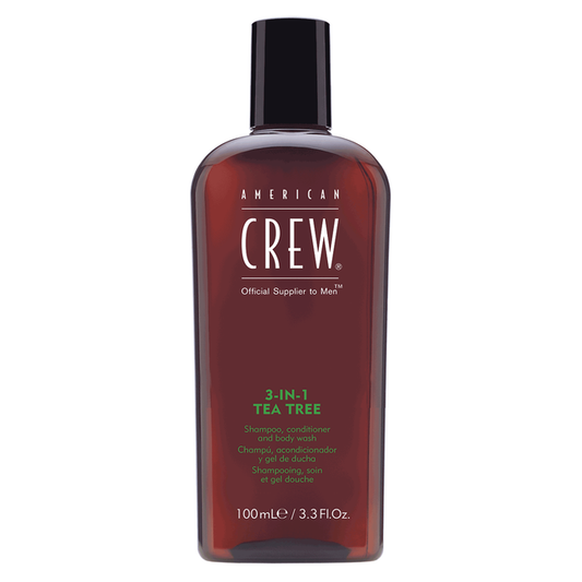 American Crew 3-in-1 Tea Tree Shampoo, Conditioner and Body Wash cleanses and conditions hair and skin leaving it feeling soft and with a refreshing aroma.
