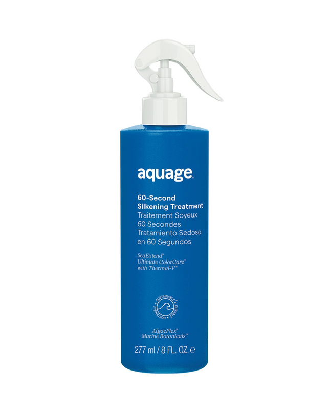 Aquage 60-Second Silkening Treatment is a powerful, rinse-out conditioning treatment that helps to strengthen, repair and silken dry, damaged or color-treated hair.