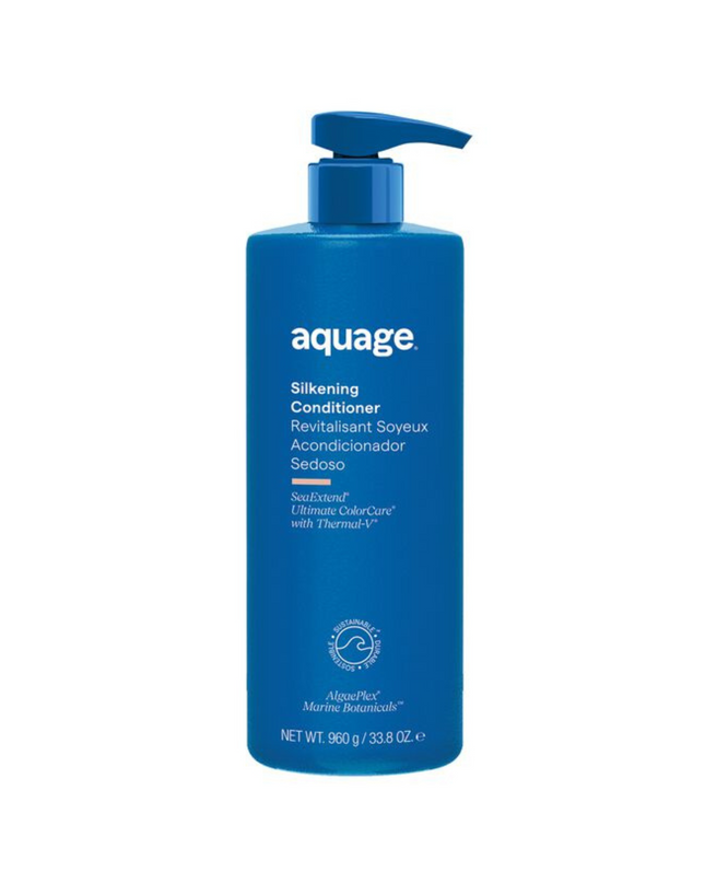 Aquage Silkening Conditioner is a rich conditioner that dramatically improves manageability and prepares hair for sleek, smooth styling with frizz-free results.