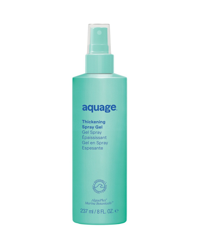 Aquage Thickening Spray Gel is a firm hold, body-building styling spray that thickens fine, thin hair.