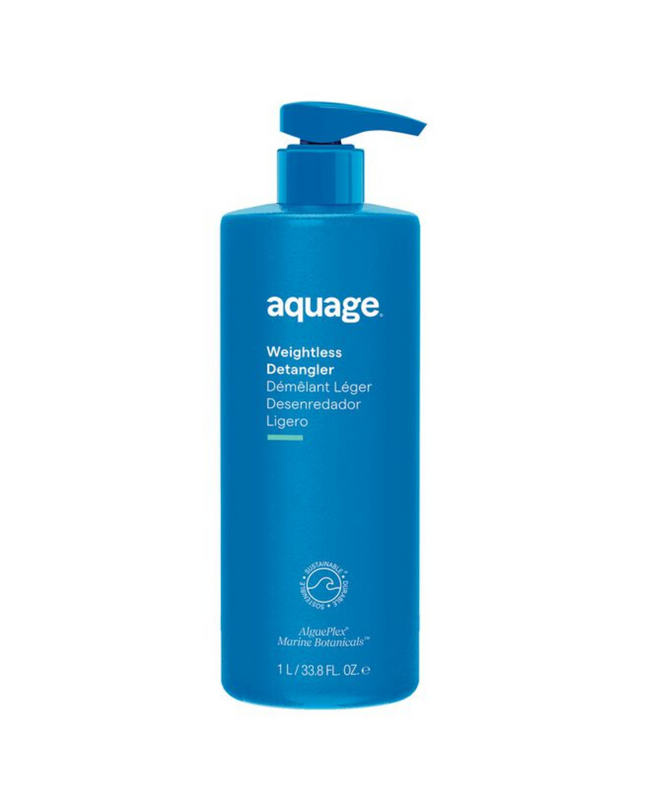 Aquage Weightless Detangler has an ultra-light conditioning formula that instantly hydrates and protects, yet hair retains natural body and bounce.