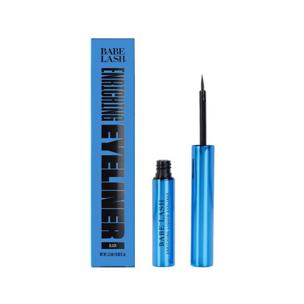 Babe Lash Enhancing Liquid Eyeliner delivers clean, dramatic lines, intensifying your lashes even more. Its waterproof jet-black formula lasts 24 hours and is formulated with similar ingredients found in the Babe Lash mascaras. The pointed felt tip easily reaches corners and creates precise, even shapes.