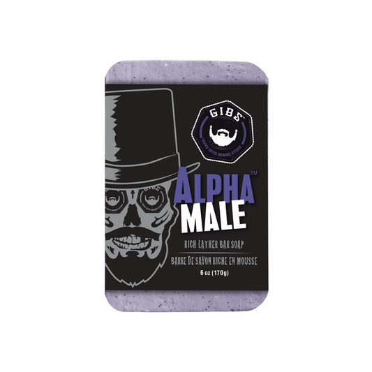 GIBS Signature Alpha Male slightly exfoliating soap is packed with forbidden rice and a healing, skin boosting black pearl that cleanses and soothes the skin.  Goji berry and acai add an additional antioxidant boost to help moisturize and protect.