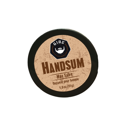 A GIBS guy reaches for a salve that works as hard as he does. Like your favorite pair of work gloves, Handsum Man Salve erects a barrier of protection and moisture, repaving and repairing dry, cracked skin and digits with a blend of hemp, safflower, sapote and karanja oils. Finally, coconut oil and beeswax help to protect against the workingman?s elements. Just because you punch a clock doesn?t mean your hands have to take a beating.