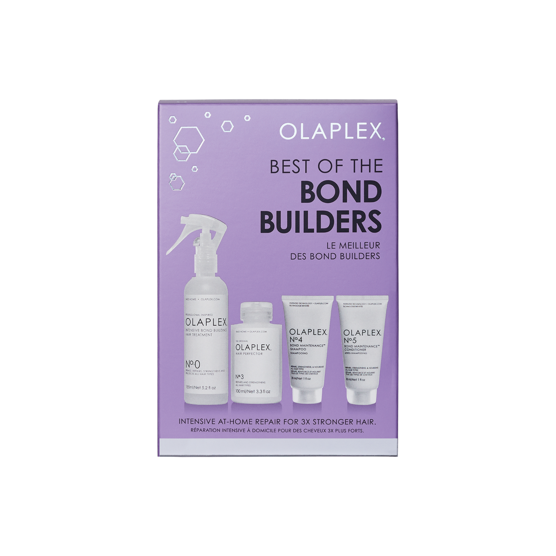 What it is: A set with the most powerful Olaplex at-home treatments for 3X stronger hair that's soft, shiny, and hydrated-available for a limited time.  Hair Texture: Straight, Wavy, Curly, and Coily  Hair Type: Fine, Medium, and Thick  Hair Concerns: - Color Safe - Damage/Split Ends/Breakage - Dryness