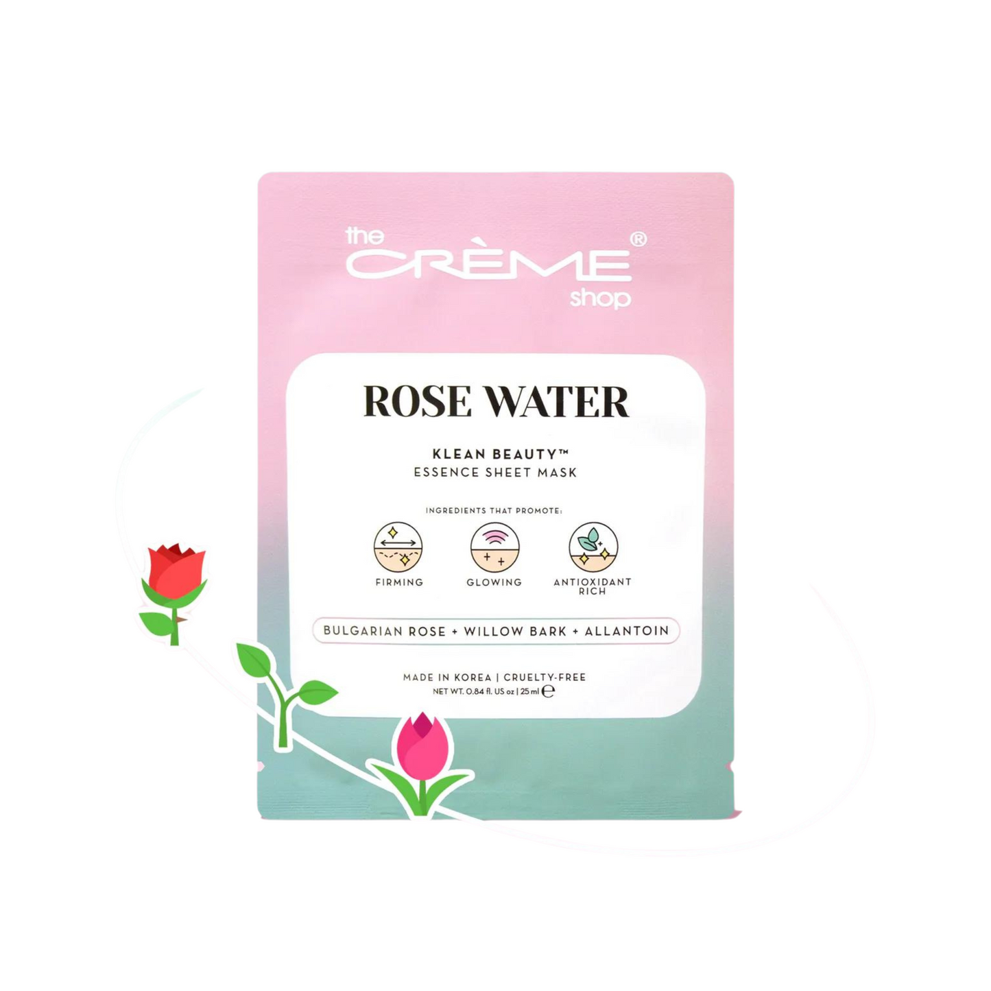 The Crème Shop - ROSE WATER Klean Beauty Essence Sheet Mask