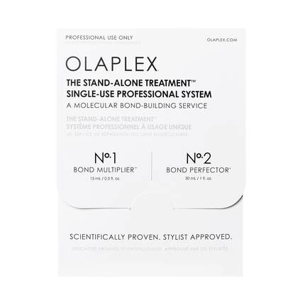  The groundbreaking two-part OLAPLEX Professional System, No.1 Bond Multiplier and No.2 Bond Perfector, has the highest concentration of patented OLAPLEX Bond Building Technology. This proven, professional hair repair system trusted by stylists worldwide is now available to stylists in single-use dual packets.